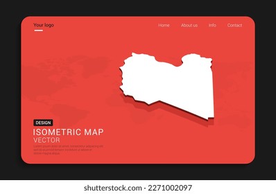 Libya map red isolated on dark background with 3d world map isometric vector illustration.