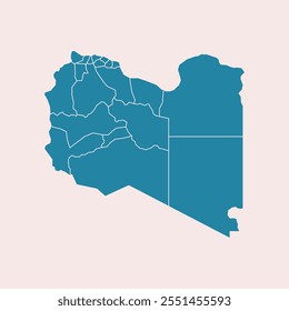 libya map with regions isolated on white background. Map of libya. Vector illustration Africa
