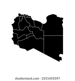 libya map with regions isolated on white background. Map of libya. Vector illustration Africa