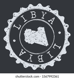 Libya Map Seal. Silhouette Postal Passport Stamp. Round Vector Icon Postmark.