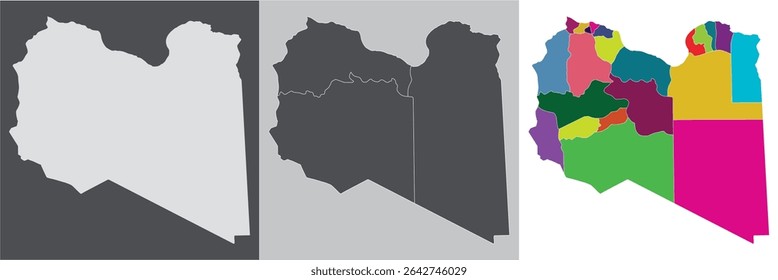 Libya map in set. Map of Libya in set with multicolor