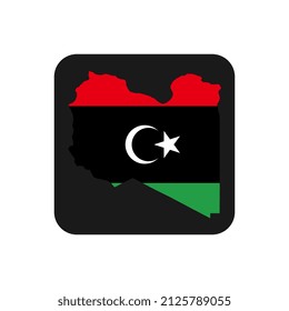 Libyen-Karte Silhouette mit Flagge auf schwarzem Hintergrund