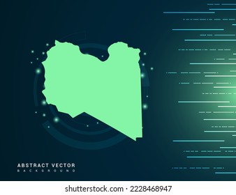 Libya map of technology green futuristic Background vector.