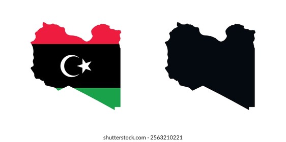 Libya Map vector icon. Map of Libya in Flag colors.
