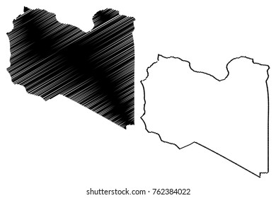 Libya map vector illustration, scribble sketch Libya 