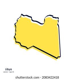 Libya map vector illustration template design. Outline style.