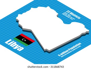 Libya map vector three dimensional
