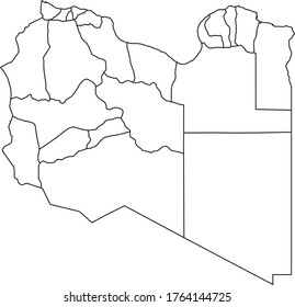 Libya map in white color and black border on white background. Vector illustration.