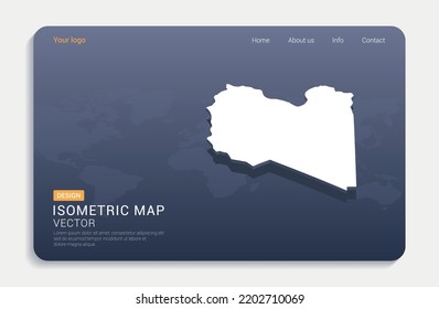 Libya map white on blue background with isometric vector.