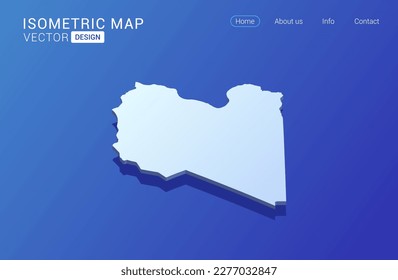Libya map white on blue background with isolated 3D isometric concept vector illustration.