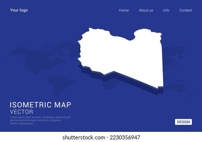 Libya map white on dark blue background 3d isometric vector illustration.