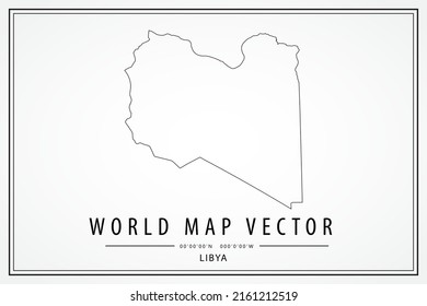 Libya Map - World Map International vector template with High detailed thin black line and outline graphic sketch style isolated on white background - Vector illustration eps 10