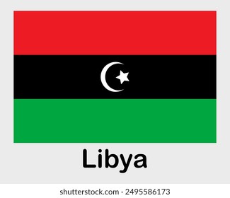 Libya national flag. Banner, state symbol, flagpole.