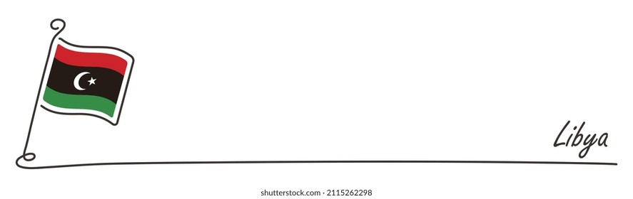 Libya national flag and copy space, handwritten style