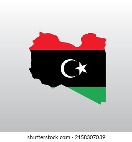 Libya national flag in country map silhouette