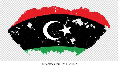Libya national flag with distressed stroke brush effect on isolated background