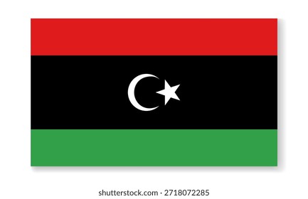 Libyen Nationalflagge im flachen Stil. Vektor, flacher Hintergrund.