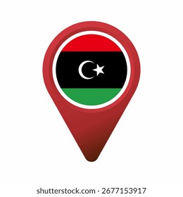 Libyen Nationalflagge innerhalb einer roten Karte Zeiger flache Abbildung