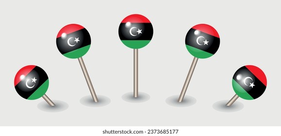 Libya national flag map marker pin icon illustration