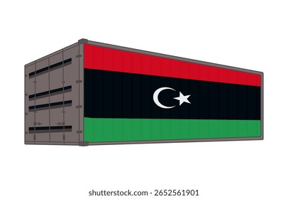 Bandera nacional de Libia con contenedor de envío