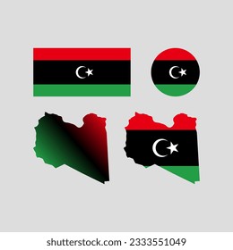 Libya national map and flag vectors set....