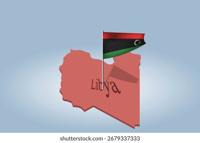 Libyen-Nationalkarte einzeln auf Hintergrund, Fahnenschwenkung, Siegestagskonzept, Vektorgrafik, Design