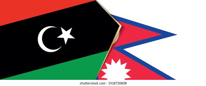 Libya and Nepal flags, two vector flags symbol of relationship or confrontation.