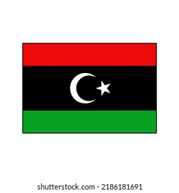 Libyen offizielle Flagge Symbol 400 x 300 Größe einzeln auf weißem Hintergrund. Offizielle Flagge.  Staatsidentität.