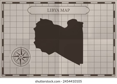 Libya old classic country map. Vintage antique map paper style.