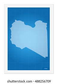 Libya on blueprint on a white background.