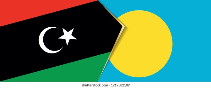 Libya and Palau flags, two vector flags symbol of relationship or confrontation.