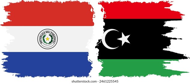 Libia y Paraguay grunge banderas conexión, Vector