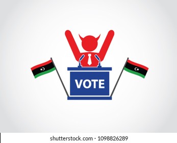 Libya Podium Evil Celebrate Politician Speech Poll