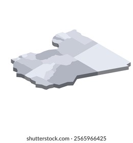 Libya political map of administrative divisions - districts. 3D isometric blank vector map in shades of grey.