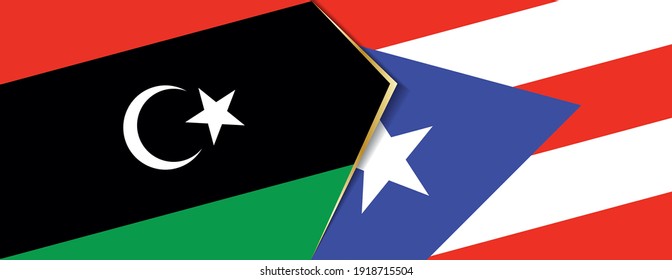 Libya and Puerto Rico flags, two vector flags symbol of relationship or confrontation.