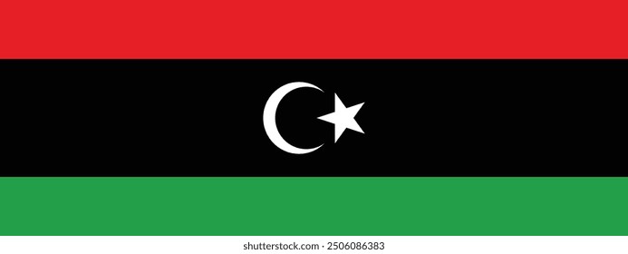Libya rectangular flag vector design and illustration , National flag of Libya horizontal design