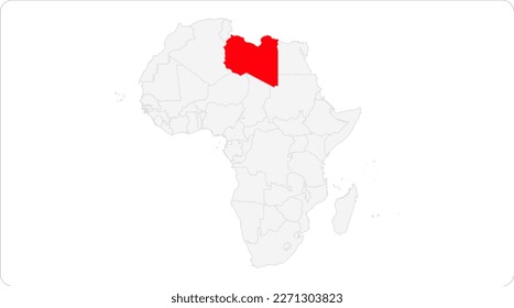 Libya red highlighted in map of AFRICA, flat design illustration vector