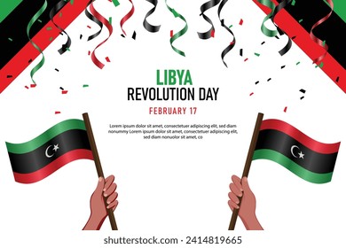 Antecedentes del Día de la Revolución en Libia. Histórico Cívico. Ilustración vectorial.