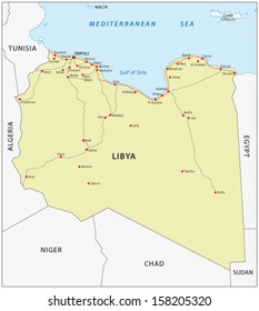 Libya Road Map Stock Vector (Royalty Free) 158205320 | Shutterstock