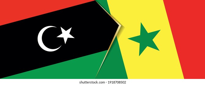 Libya and Senegal flags, two vector flags symbol of relationship or confrontation.