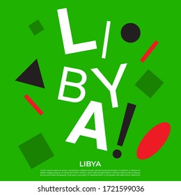 Libya : Set of country name with geometric elements : Vector Illustration