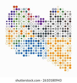Libya, shape of the country built of colored cells. Digital style map of Libya on white background. Large size circle blocks. Artistic vector illustration.