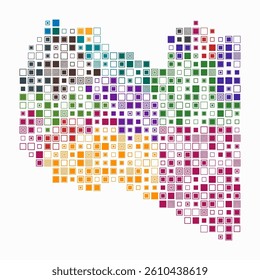 Libya, shape of the country built of colored cells. Digital style map of Libya on a white background. Large size square blocks. Plain vector illustration.