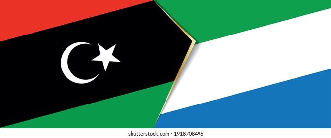 Libya and Sierra Leone flags, two vector flags symbol of relationship or confrontation.