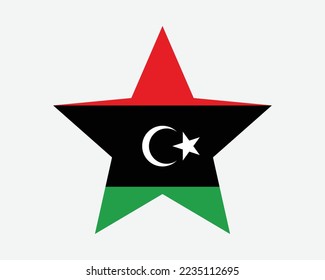 Libya Star Flag. Libyan Star Shape Flag. Country National Banner Icon Symbol Vector Flat Artwork Graphic Illustration svg