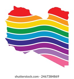 Libia swoosh silueta arco iris mapa