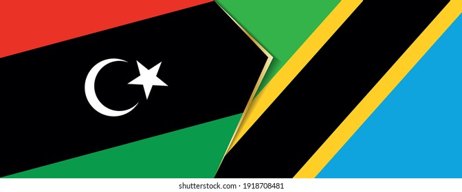 Libya and Tanzania flags, two vector flags symbol of relationship or confrontation.