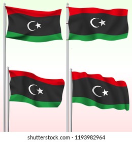 Libya textile waving flag isolated vector illustration