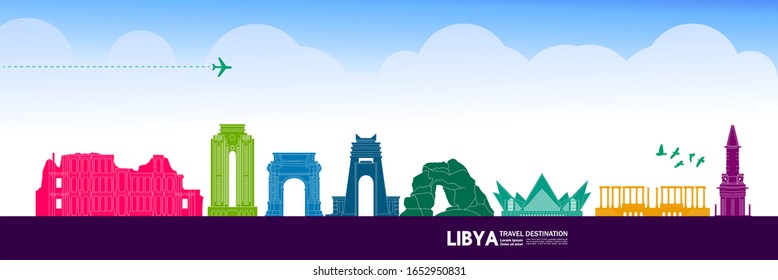 Libyen Reiseziel große Vektorillustration Illustration. 
