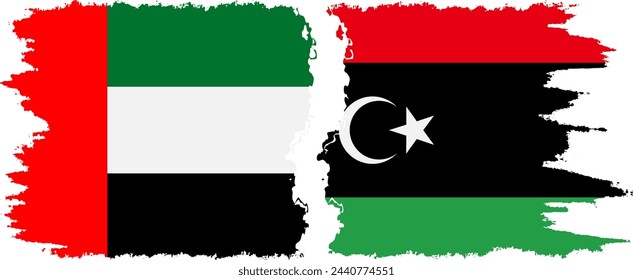 Libya and United Arab Emirates grunge flags connection, vector